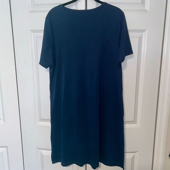 Quacker Factory Women's Navy Blue Lace-Up Dress w/ Pockets Size M - Picture 8 of 9